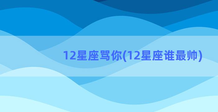 12星座骂你(12星座谁最帅)