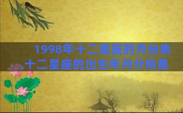 1998年十二星座的月份表,十二星座的出生年月分别是