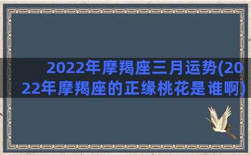 2022年摩羯座三月运势(2022年摩羯座的正缘桃花是谁啊)