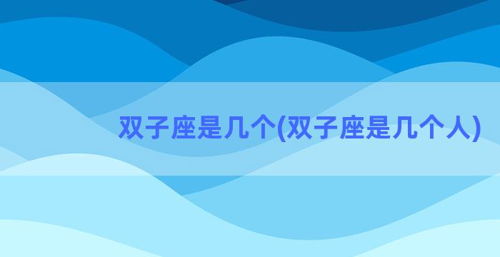 双子座是几个(双子座是几个人)