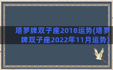 塔罗牌双子座2018运势(塔罗牌双子座2022年11月运势)