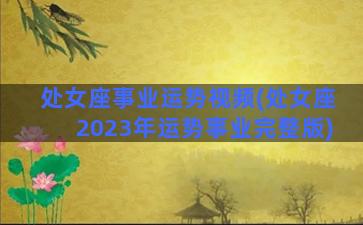 处女座事业运势视频(处女座2023年运势事业完整版)