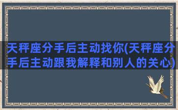 天秤座分手后主动找你(天秤座分手后主动跟我解释和别人的关心)