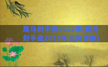 属马射手座2022年(属马射手座2023年运势详解)