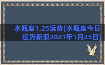 水瓶座1.25运势(水瓶座今日运势新浪2021年1月25日)