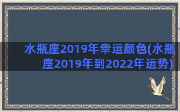 水瓶座2019年幸运颜色(水瓶座2019年到2022年运势)