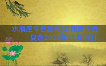 水瓶座今日复合(水瓶座今日复合2022年11月3日)