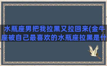 水瓶座男把我拉黑又拉回来(金牛座被自己最喜欢的水瓶座拉黑是什么)