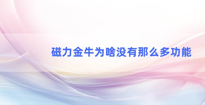 磁力金牛为啥没有那么多功能