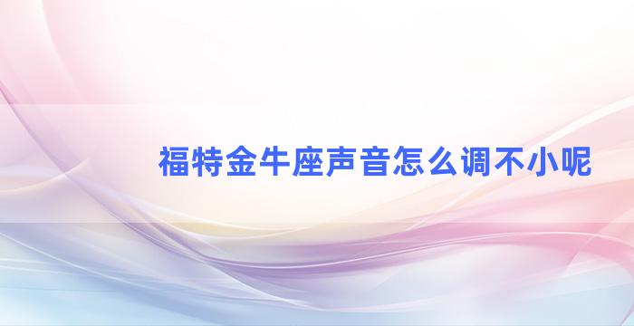 福特金牛座声音怎么调不小呢