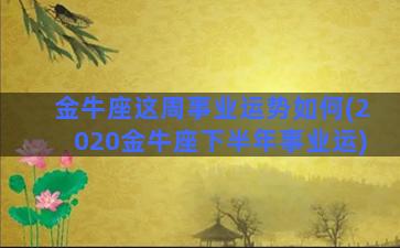 金牛座这周事业运势如何(2020金牛座下半年事业运)